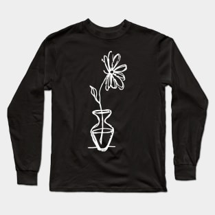 Flower in Vase Doodle White Long Sleeve T-Shirt